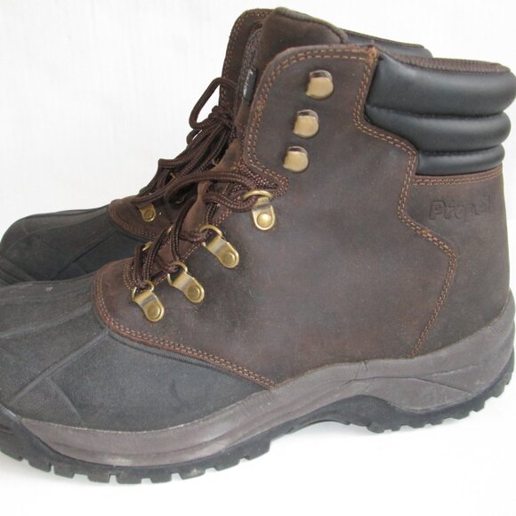 Propet Mens Mid Boot M3789 Brown Size 12 Ankle Boots Waterproof Rubber Toe Lace